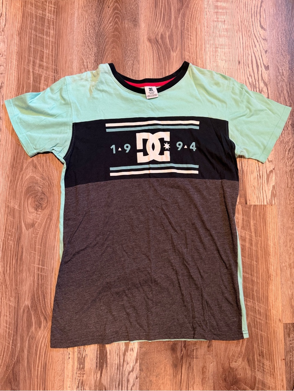 DC Logo Tee in Mint/Charcoal